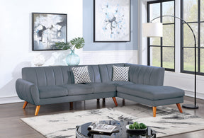 Contemporary 2-Pcs Sectional Set Living Room Furniture Dark Gray Velvet Couch Left Facing Sofa, Right Facing Chaise Plush Cushion - sold by Home Elegance USA