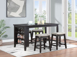 Counter Ht Dining Table 5 Pc - Elliston 5-piece Rectangular Counter Height Dining Set Dark Grey and Beige