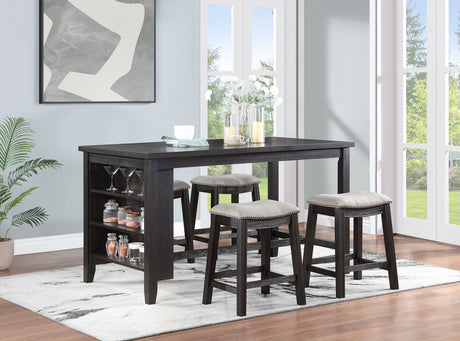 Counter Ht Dining Table 5 Pc - Elliston 5-piece Rectangular Counter Height Dining Set Dark Grey and Beige