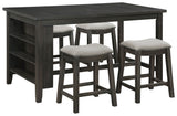 Counter Ht Dining Table 5 Pc - Elliston 5-piece Rectangular Counter Height Dining Set Dark Grey and Beige