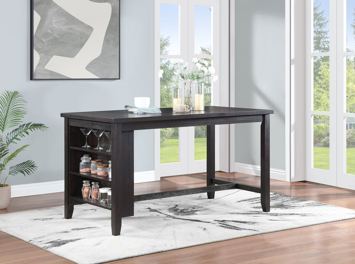 Counter Ht Dining Table - Elliston Rectangular Counter Height Dining Table with Storage Shelves Dark Grey | Coaster | Home Elegance USA