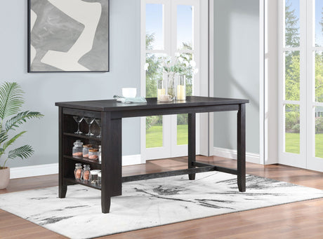 Counter Ht Dining Table - Elliston Rectangular Counter Height Dining Table with Storage Shelves Dark Grey | Coaster | Home Elegance USA