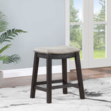 Counter Stool - Elliston Backless Counter Height Saddle Bar Stool Dark Grey and Beige (Set of 2)