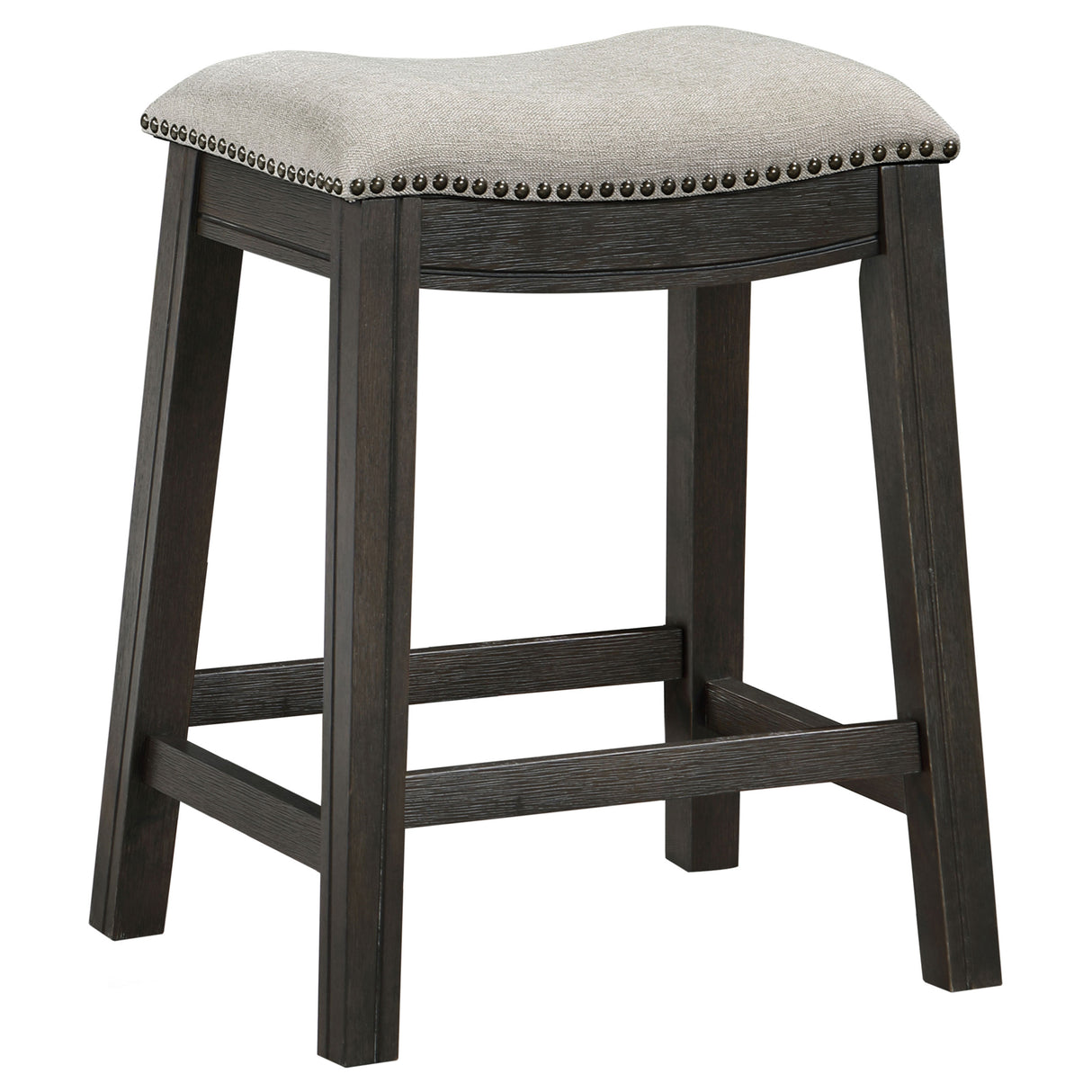 Counter Stool - Elliston Backless Counter Height Saddle Bar Stool Dark Grey and Beige (Set of 2)