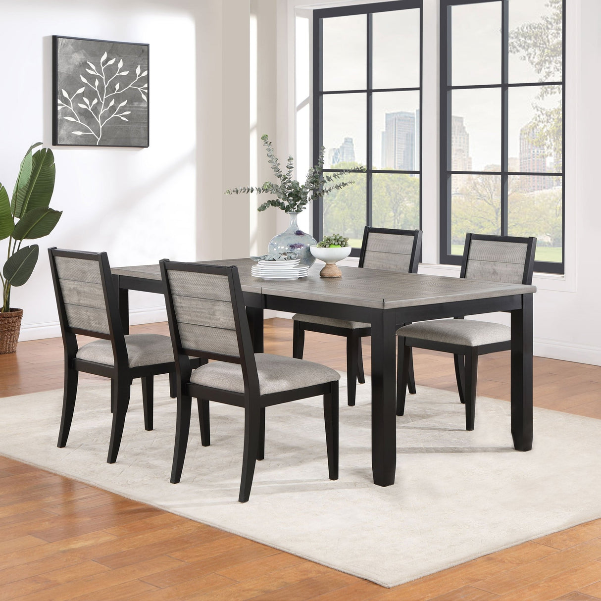 Elodie 5 - piece Dining Table Set with Extension Leaf Grey and Black | Coaster | Home Elegance USA