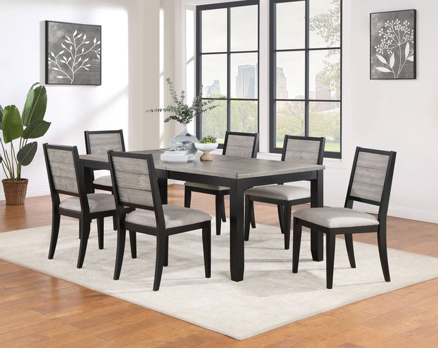 Elodie 7 - piece Dining Table Set with Extension Leaf Grey and Black | Coaster | Home Elegance USA