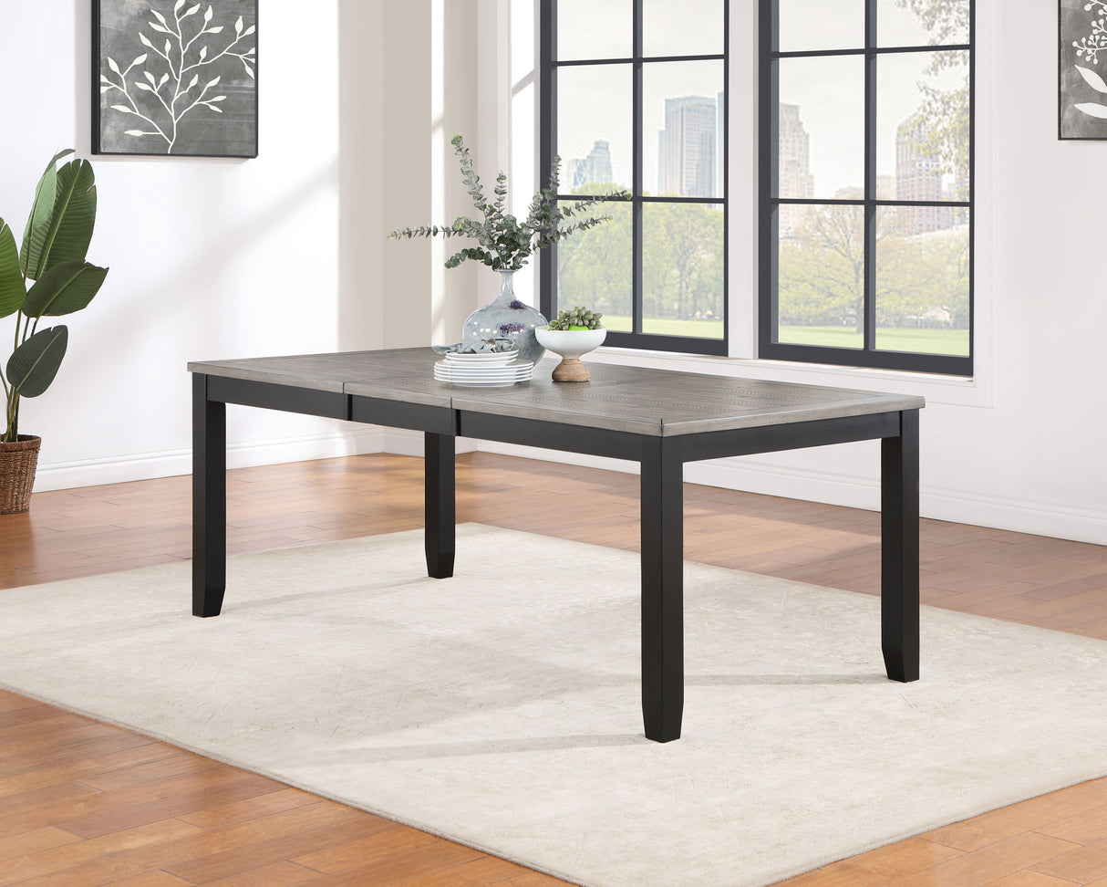 Dining Table - Elodie Rectangular Dining Table with Extension Grey and Black