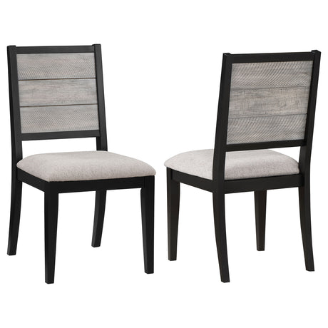 Side Chair - Elodie Upholstered Padded Seat Dining Side Chair Dove Grey and Black (Set of 2)