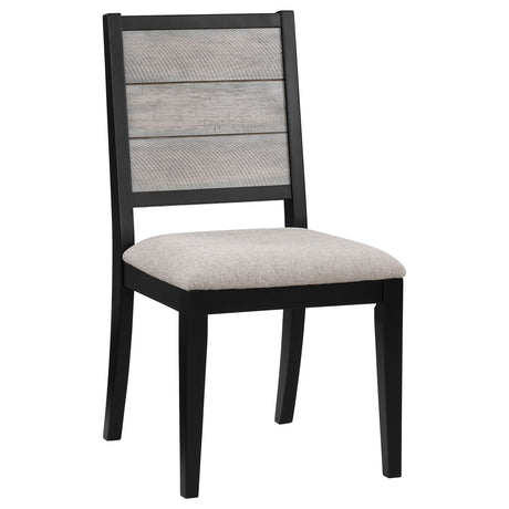 Side Chair - Elodie Upholstered Padded Seat Dining Side Chair Dove Grey and Black (Set of 2)