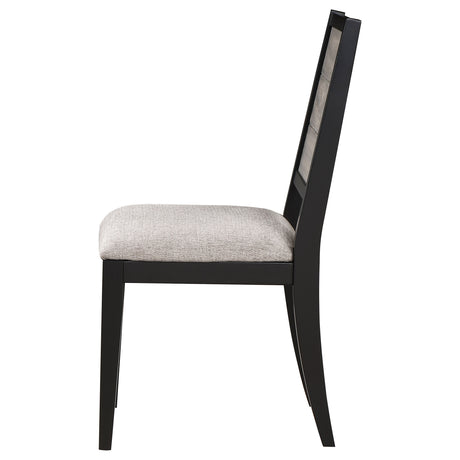 Side Chair - Elodie Upholstered Padded Seat Dining Side Chair Dove Grey and Black (Set of 2)