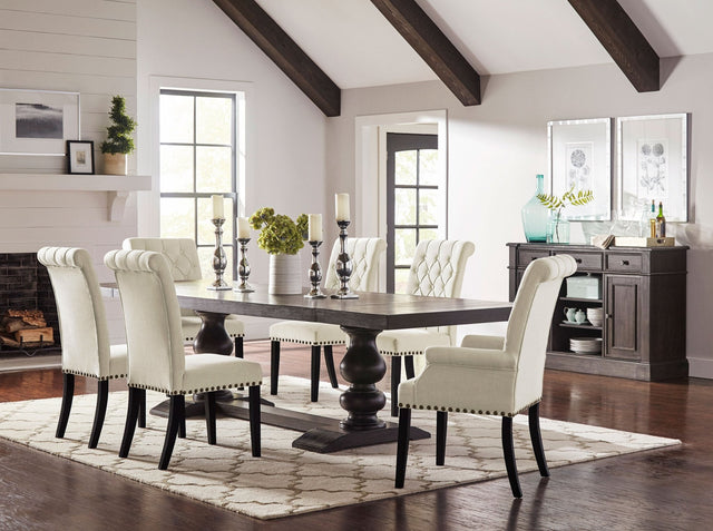 Phelps Rectangular Trestle Dining Set Antique Noir and Beige - 121231 - S5 - image - 1