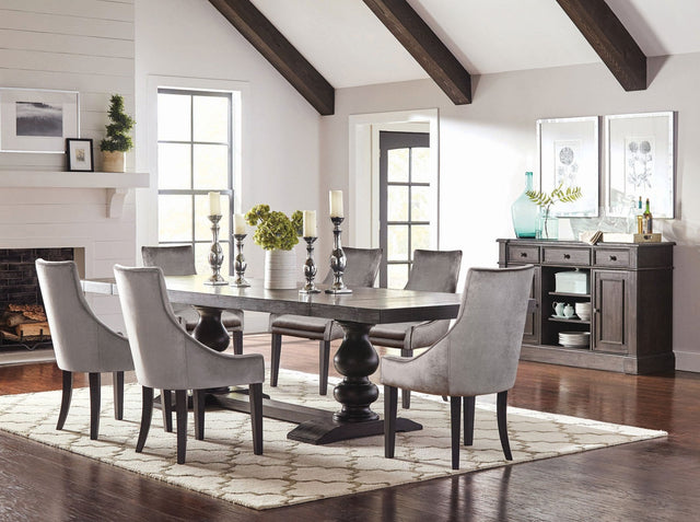 Phelps Rectangular Trestle Dining Set Antique Noir and Grey | Coaster | Home Elegance USA