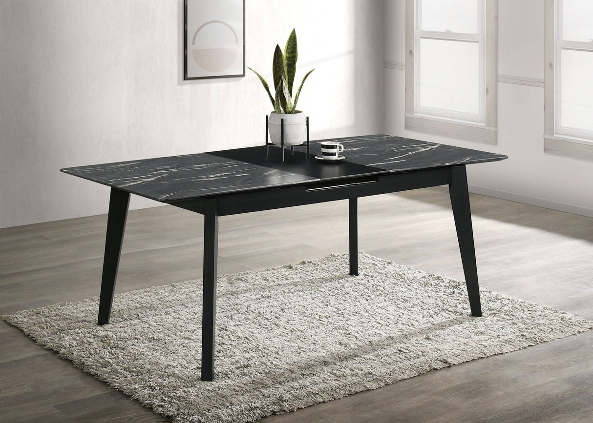 Crestmont Rectangular Dining Table with Faux Marble Top and 16" Self - Storing Extension Leaf Grey | Coaster - 121251 - Home Elegance USA - 2