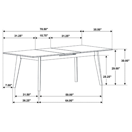 Crestmont Rectangular Dining Table with Faux Marble Top and 16" Self - Storing Extension Leaf Grey | Coaster - 121251 - Home Elegance USA - 11