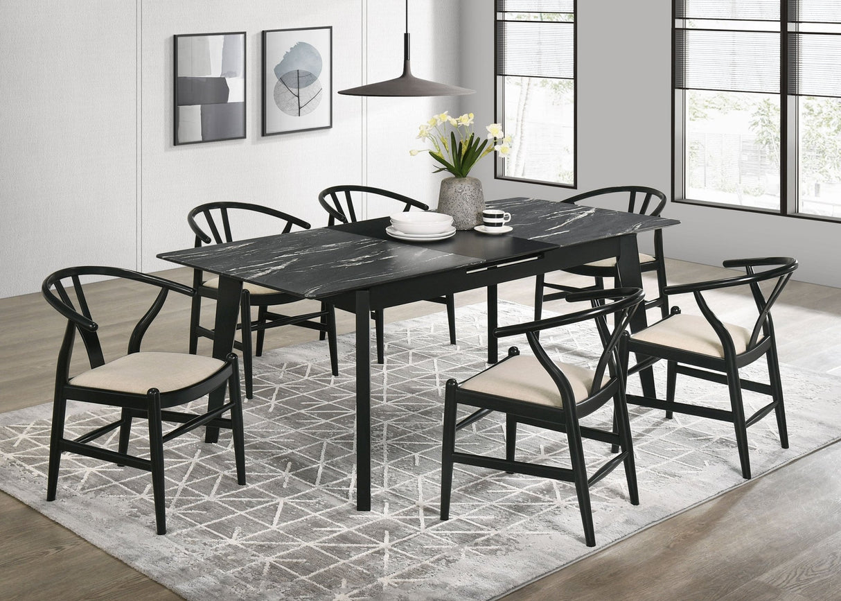 Crestmont Rectangular Dining Table with Faux Marble Top and 16" Self - Storing Extension Leaf Grey | Coaster - 121251 - Home Elegance USA - 12