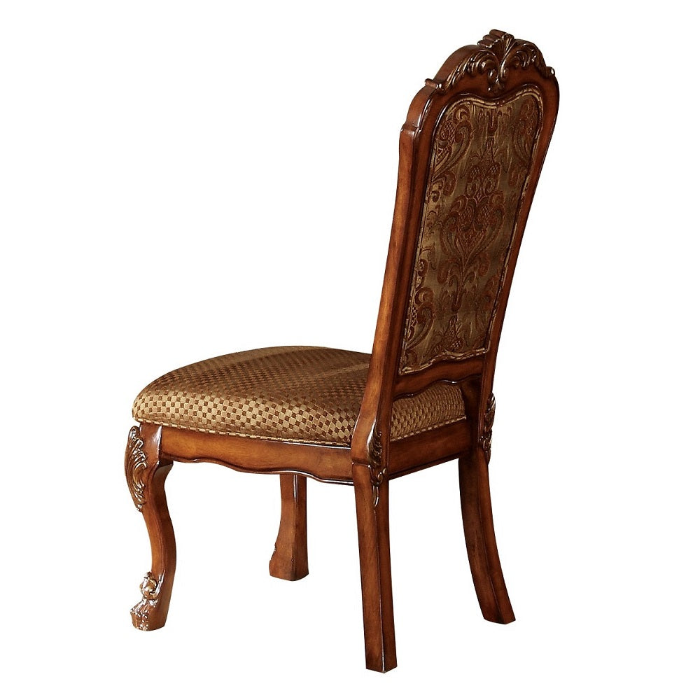 Acme - Dresden Side Chair (Set-2) 12153 Fabric & Cherry Oak Finish