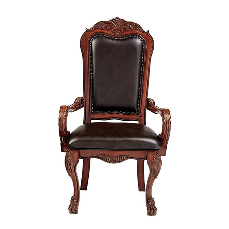 Acme - Dresden Arm Chair (Set-2) 12154 Brown Synthetic Leather & Cherry Oak Finish