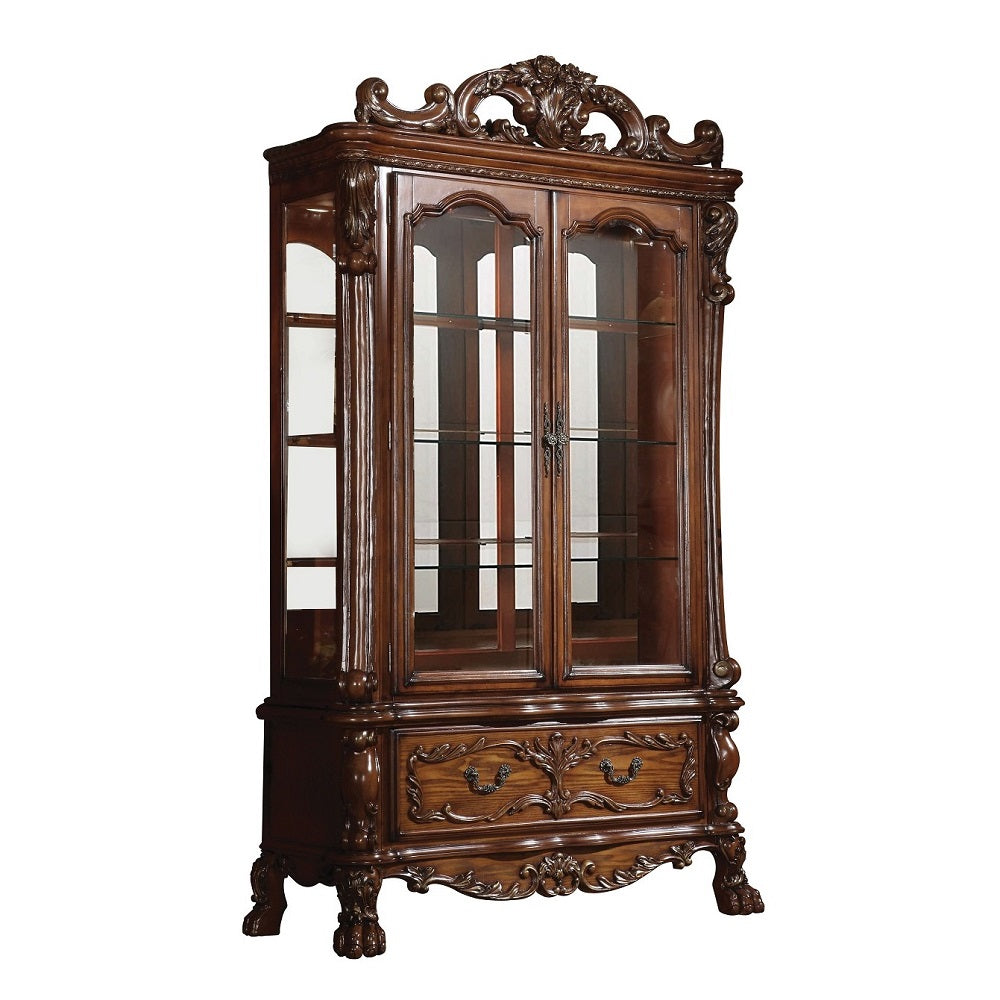 Acme - Dresden Curio 12158 Cherry Oak Finish