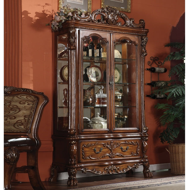 Acme - Dresden Curio 12158 Cherry Oak Finish