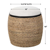 Island Straw Accent Stool White & Light Brown - White / Light Brown by Uttermost - View 5