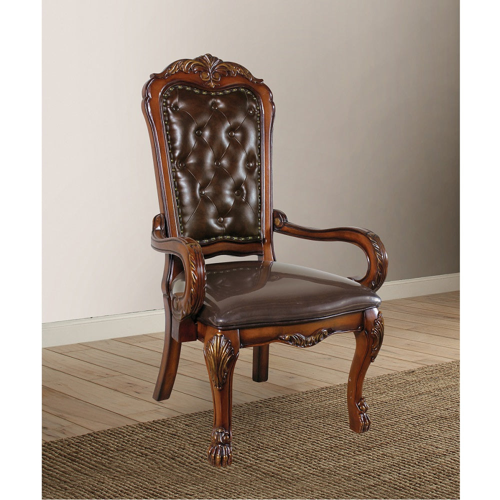 Acme - Dresden Executive Office Chair 12170 Synthetic Leather & Cherry Oak Finish