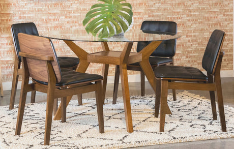 Paxton Round Glass Top 5 - piece Dining Set Nutmeg | Coaster | Home Elegance USA