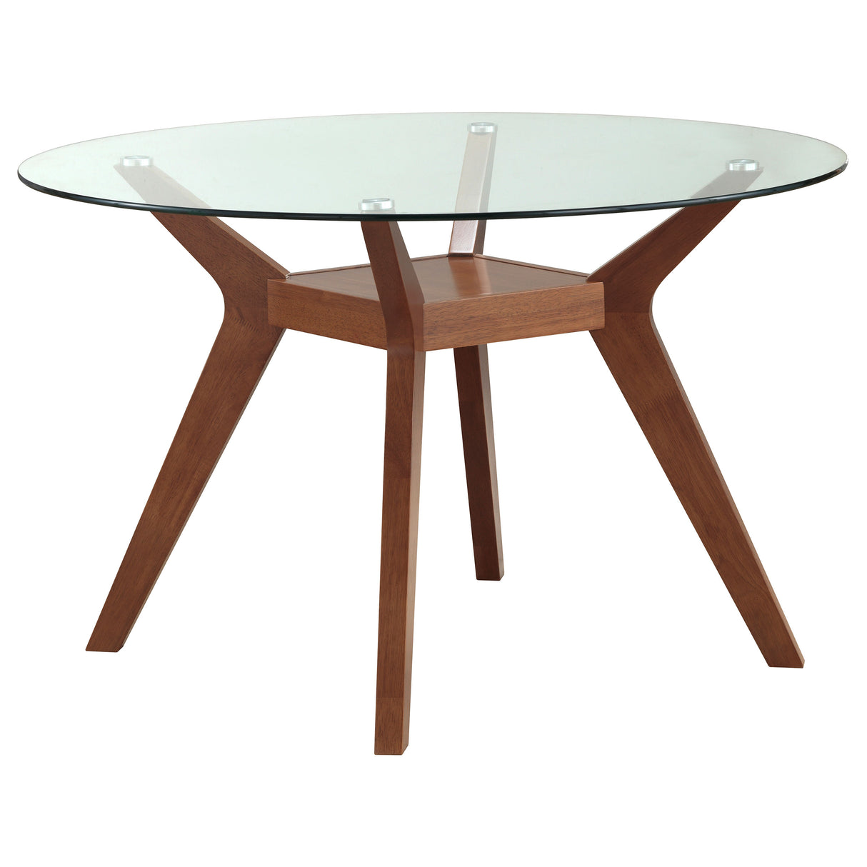 Dining Table - Paxton 48" Round Glass Top Dining Table Clear and Nutmeg