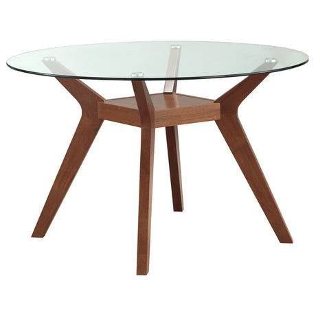 Dining Table - Paxton 48" Round Glass Top Dining Table Clear and Nutmeg