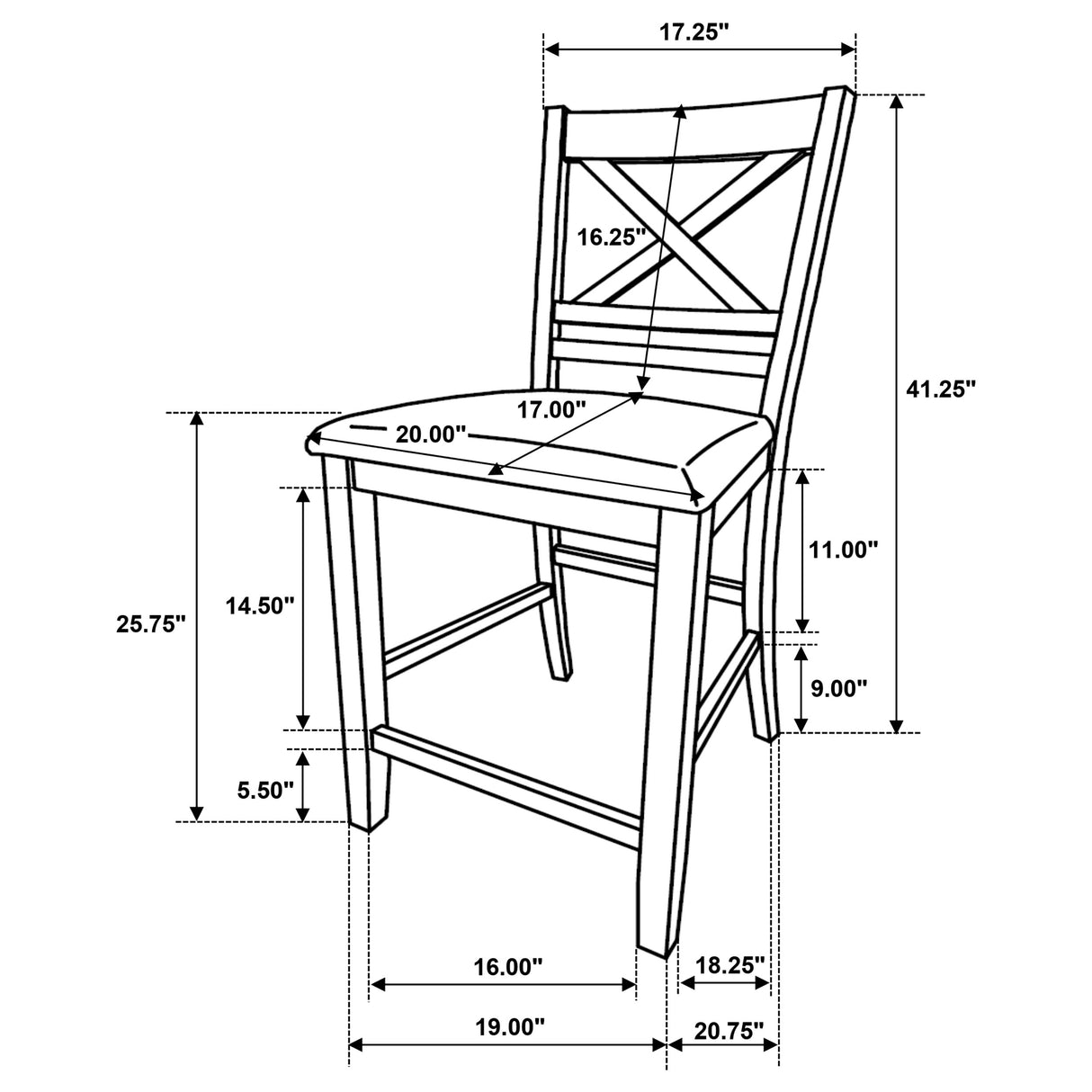 Counter Ht Dining Chair - Hollis X-Back Counter Height Dining Chairs White and Grey (Set of 2)