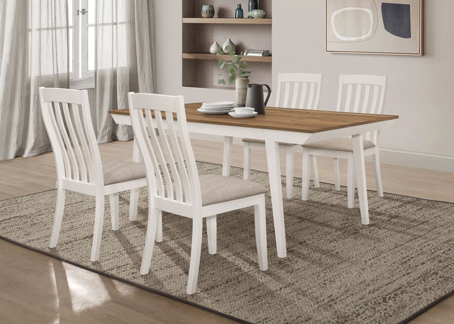 Nogales 5 - piece Rectangular Dining Table Set Natural Acacia and Off White | Coaster | Home Elegance USA