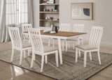 Nogales 7 - piece Rectangular Dining Table Set Natural Acacia and Off White | Coaster | Home Elegance USA