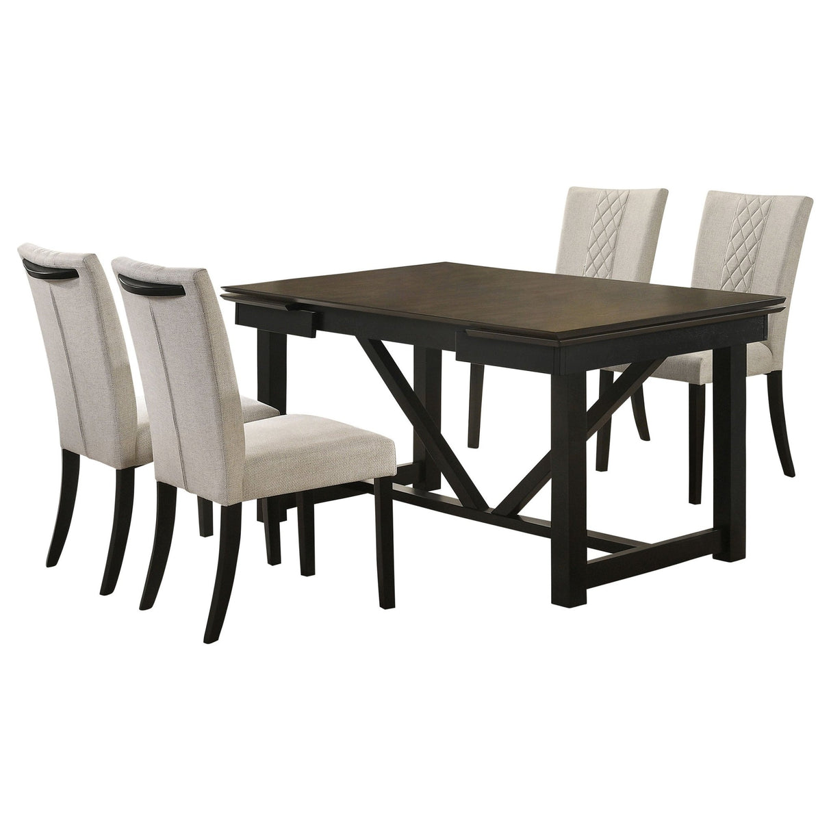 Malia 5 - piece Rectangular Dining Table Set with Refractory Extension Leaf Beige and Black | Coaster | Home Elegance USA