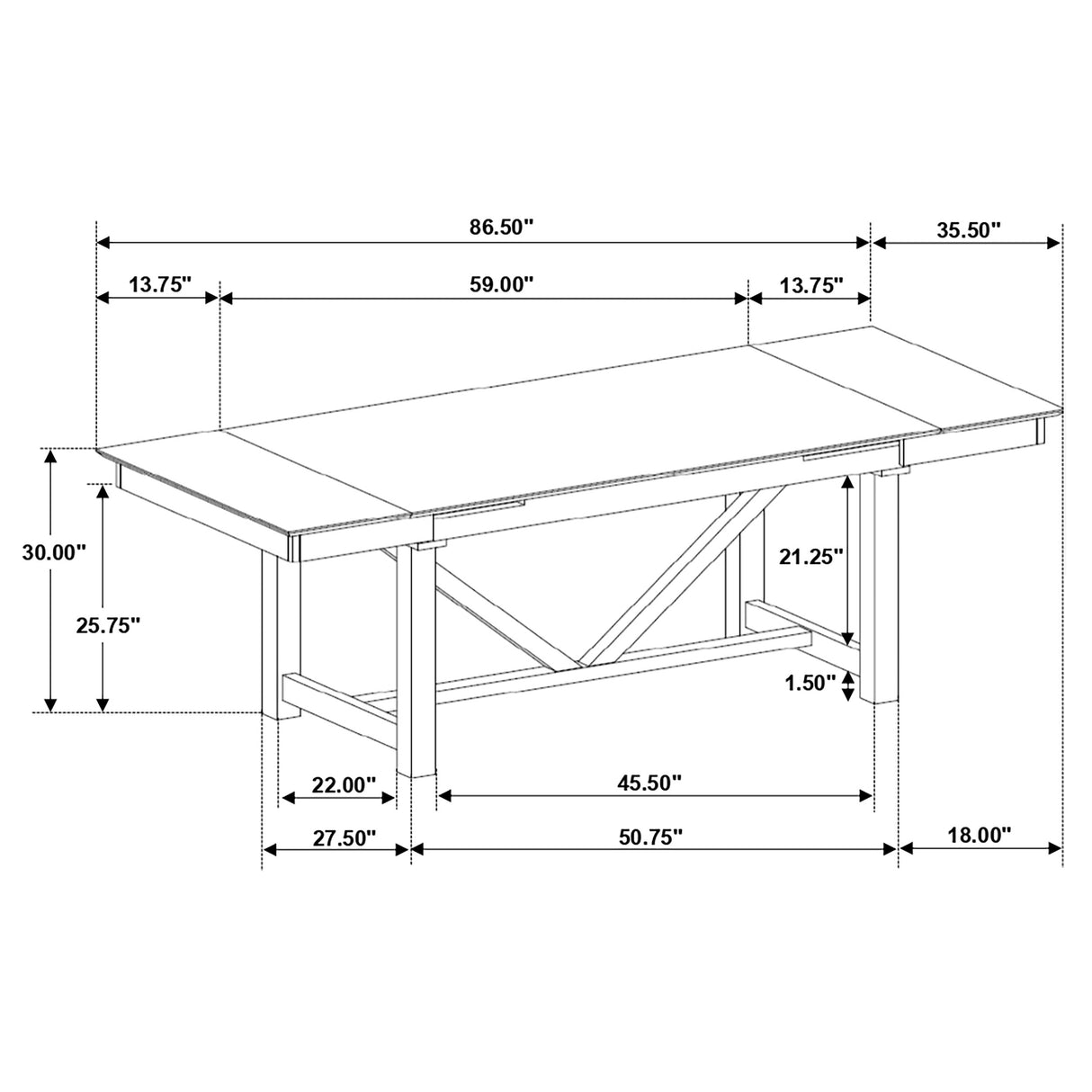 Dining Table - Malia Rectangular Dining Table with Refractory Extension Leaf Black