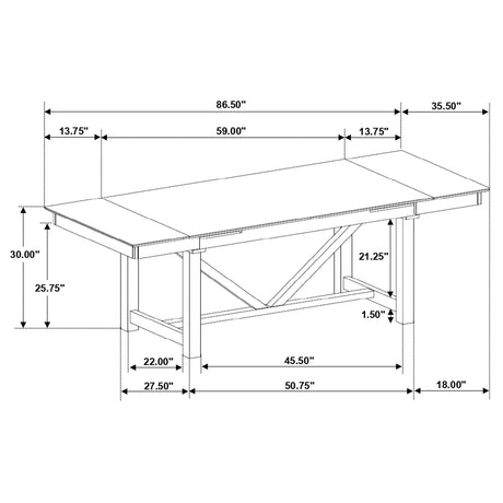 Dining Table - Malia Rectangular Dining Table with Refractory Extension Leaf Black