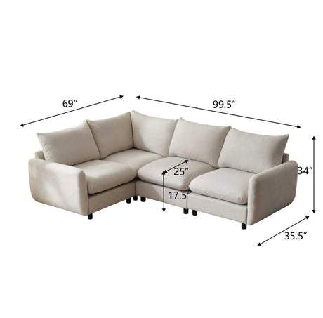 99 in. 4-Piece L Shaped Modular Free Combination Sectional Sofa Couch for Living Room and Spacious Space - sold by Home Elegance USA