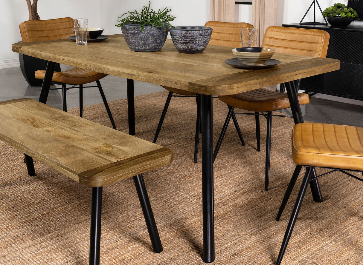 Dining Table - Maverick Rectangular Tapered Legs Dining Table Natural Mango and Black