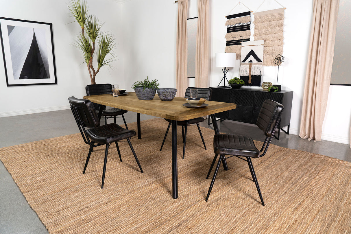 Dining Table - Maverick Rectangular Tapered Legs Dining Table Natural Mango and Black