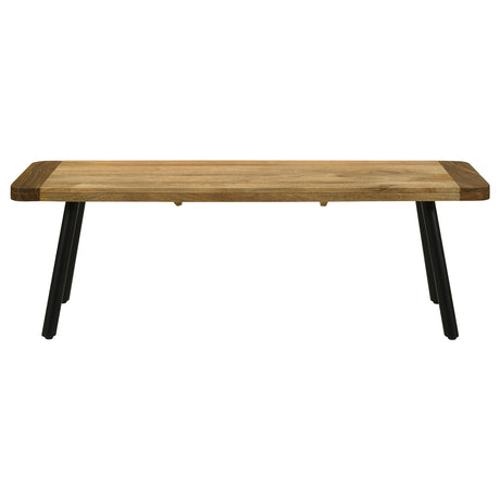 Bench - Maverick Rectangular Dining Bench Natural Mango and Black