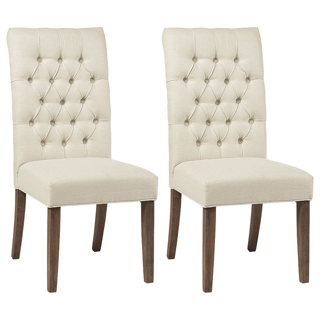 Douglas Upholstered Dining Side Chair Oatmeal (Set of 2) - Home Elegance USA