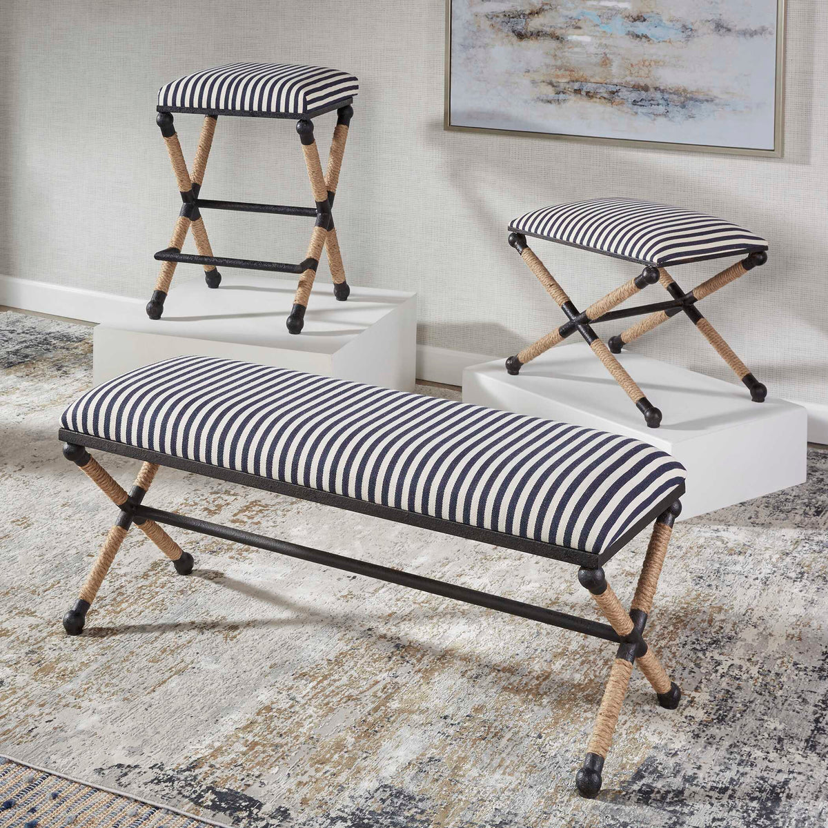 Braddock Backless Counter Stool - Black / White by Uttermost - View 8