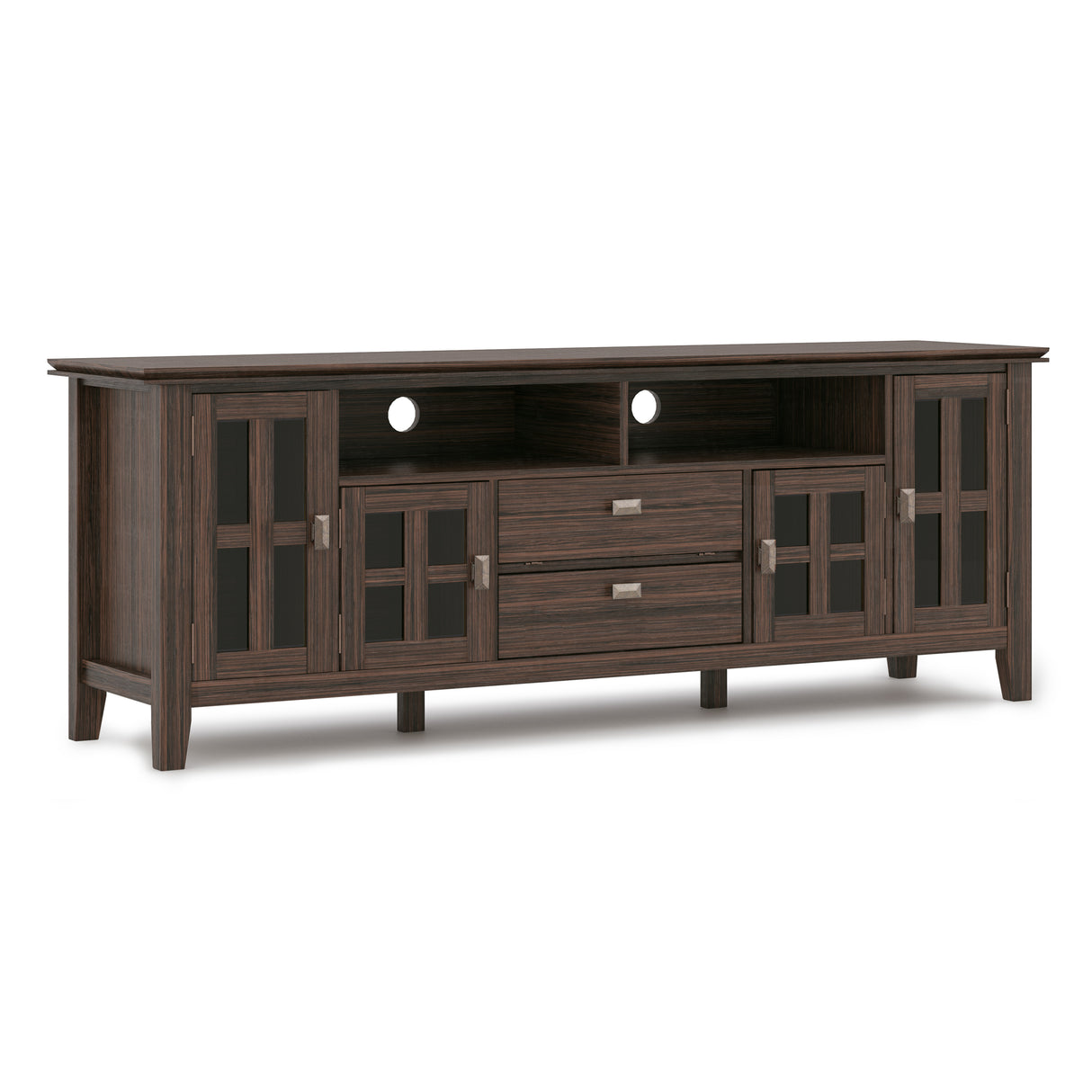 Artisan 72 inch Wide Solid Wood TV Stand in Farmhouse Brown For TVs up to 80 inches