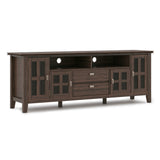 Artisan 72 inch Wide Solid Wood TV Stand in Farmhouse Brown For TVs up to 80 inches