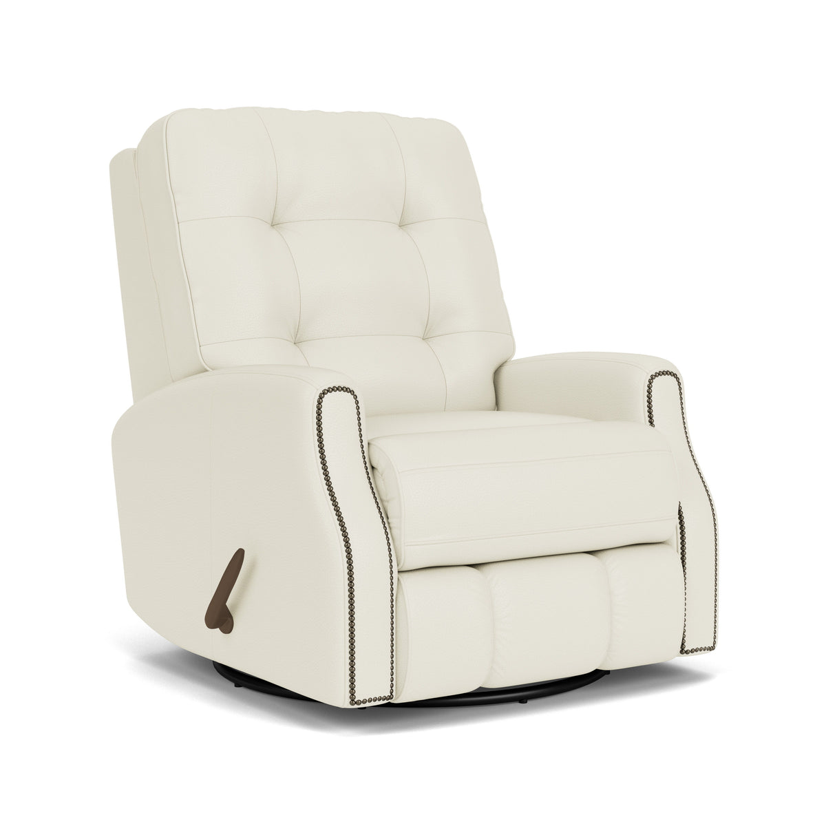 Devon Transitional Leather Swivel Gliding Recliner, Nailhead Trim | Flexsteel