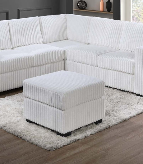 Beautiful 4-Piece Sectional Set W/ Ottoman Milk Color One Arm Loveseat Corner Wedge Corduroy Upholstered Plush Couch - sold by Home Elegance USA