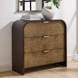 Byrams 3 Drawer Oak Chest Brown / Gold / Woodtone - Dark Brown by Uttermost - View 3