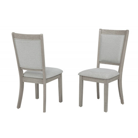 Farmhouse Style 5pc Round Dining Set, 42' Wood Round Dining Table and 4 Upholstered Side Chair, Gray - sold by Home Elegance USA