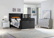 Lavish Modern Style 5 Pc King Bedroom Set Made with Fireplace in Headboard & TV stand in Footboard with Wood in Black