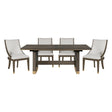 Modern Brown Finish 5pc Dining Set Extension Dining Table and 4x Armchairs Set Gold Tipping Upholstered Dining Kitchen Furniture - sold by Home Elegance USA