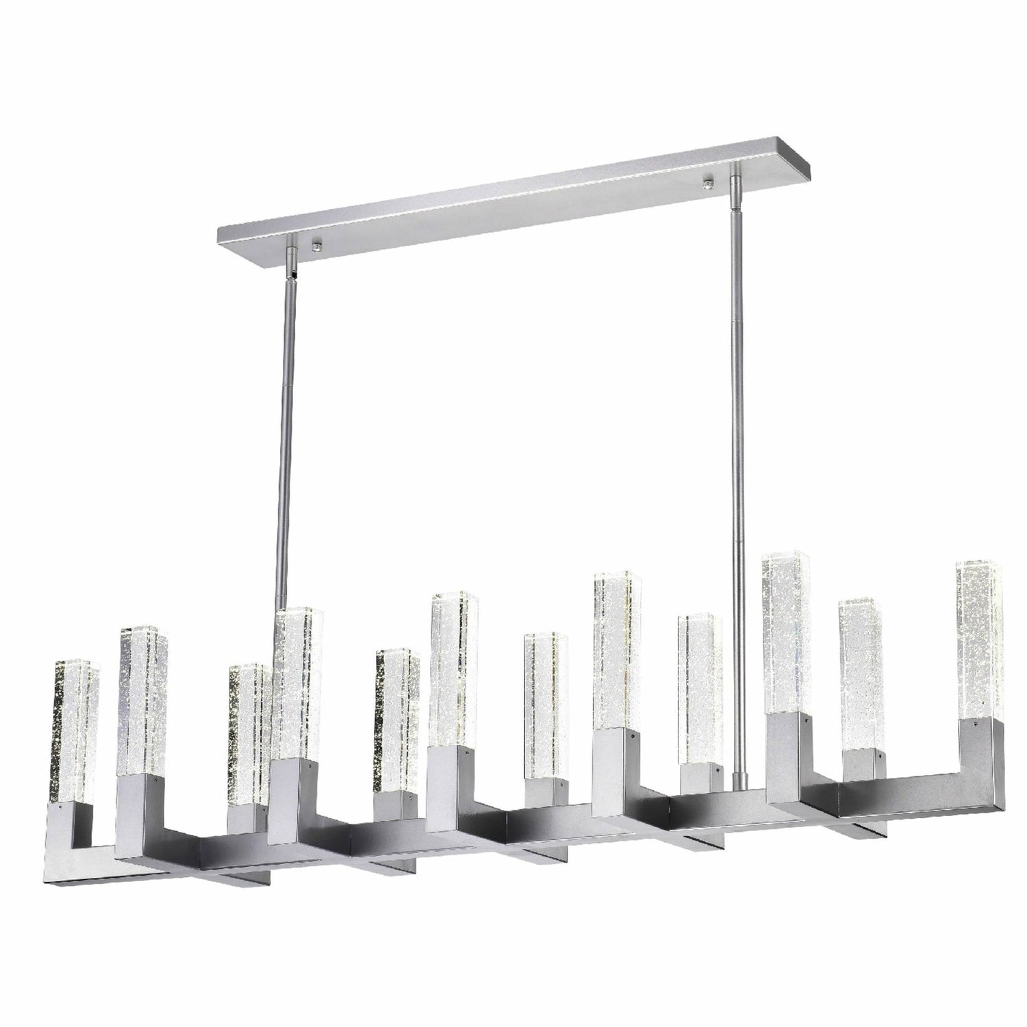 12 Light Rectangular Crystal Dianyi Led Chandelier // Silver | Finesse | Home Elegance USA