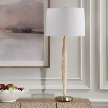 Palu Travertine Table Lamp Beige - Light Brown by Uttermost - View 3